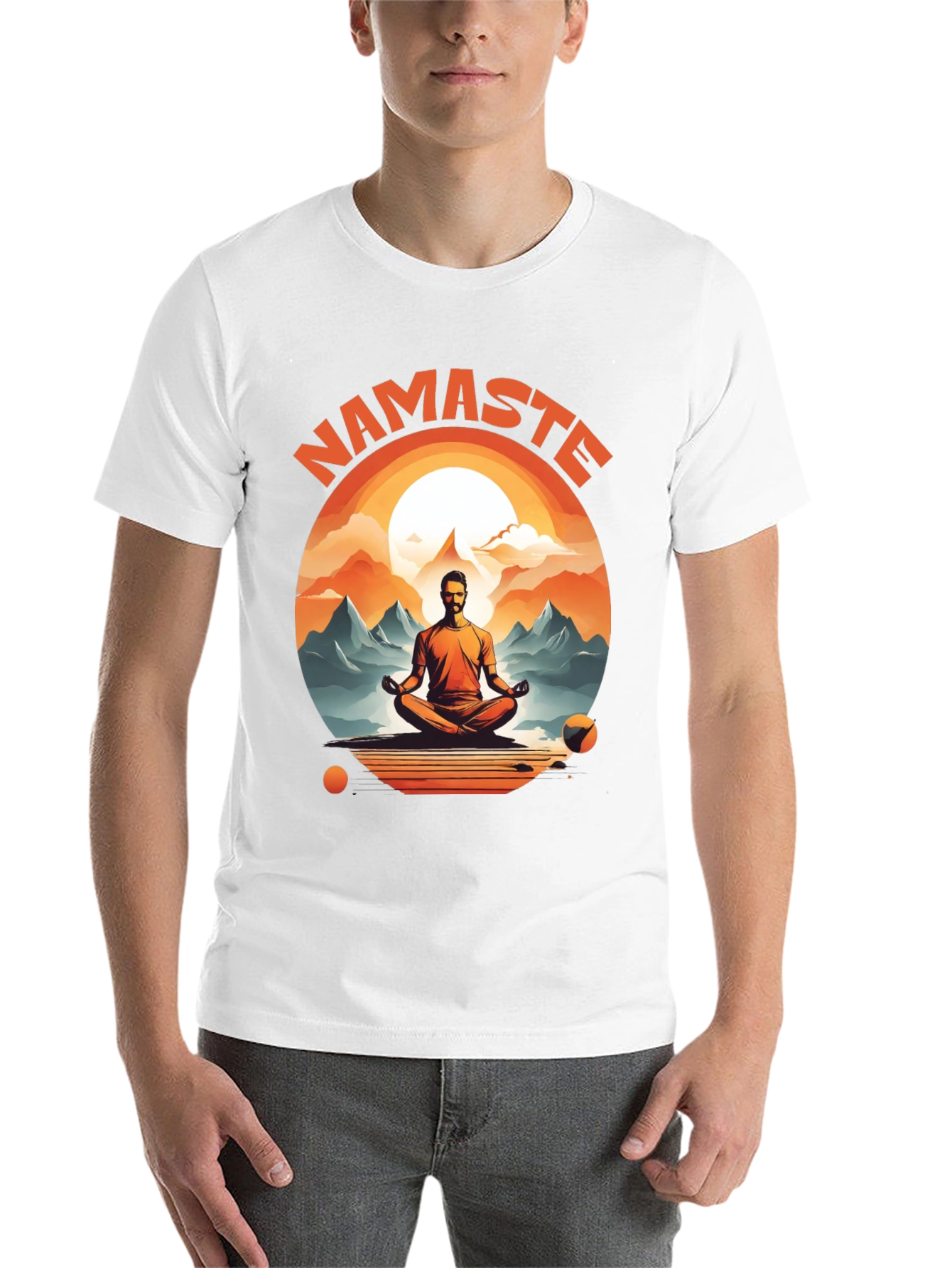 Namaste Yoga T-Shirt - Meditating Man Design