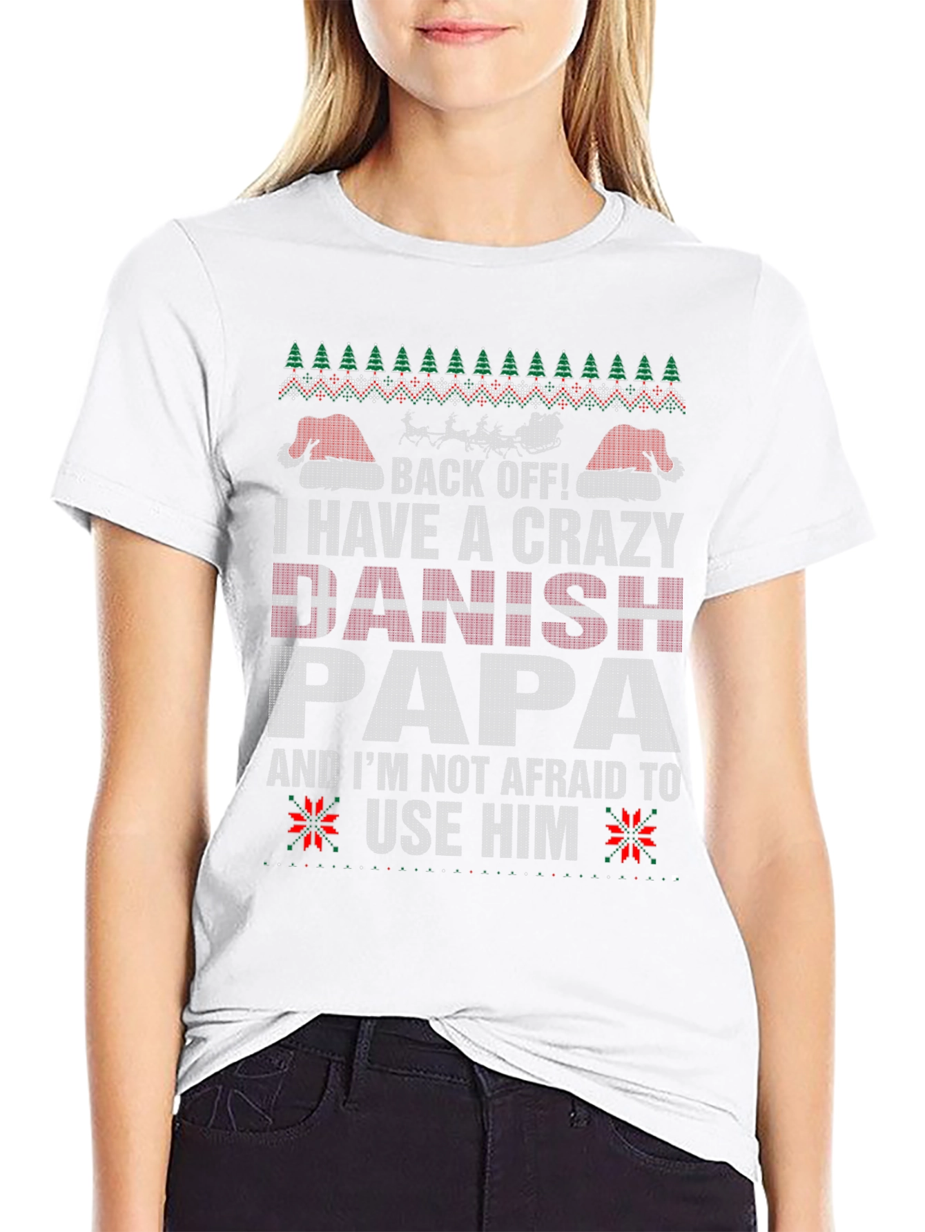 Crazy Danish Papa Ugly Christmas Sweater T-Shirt