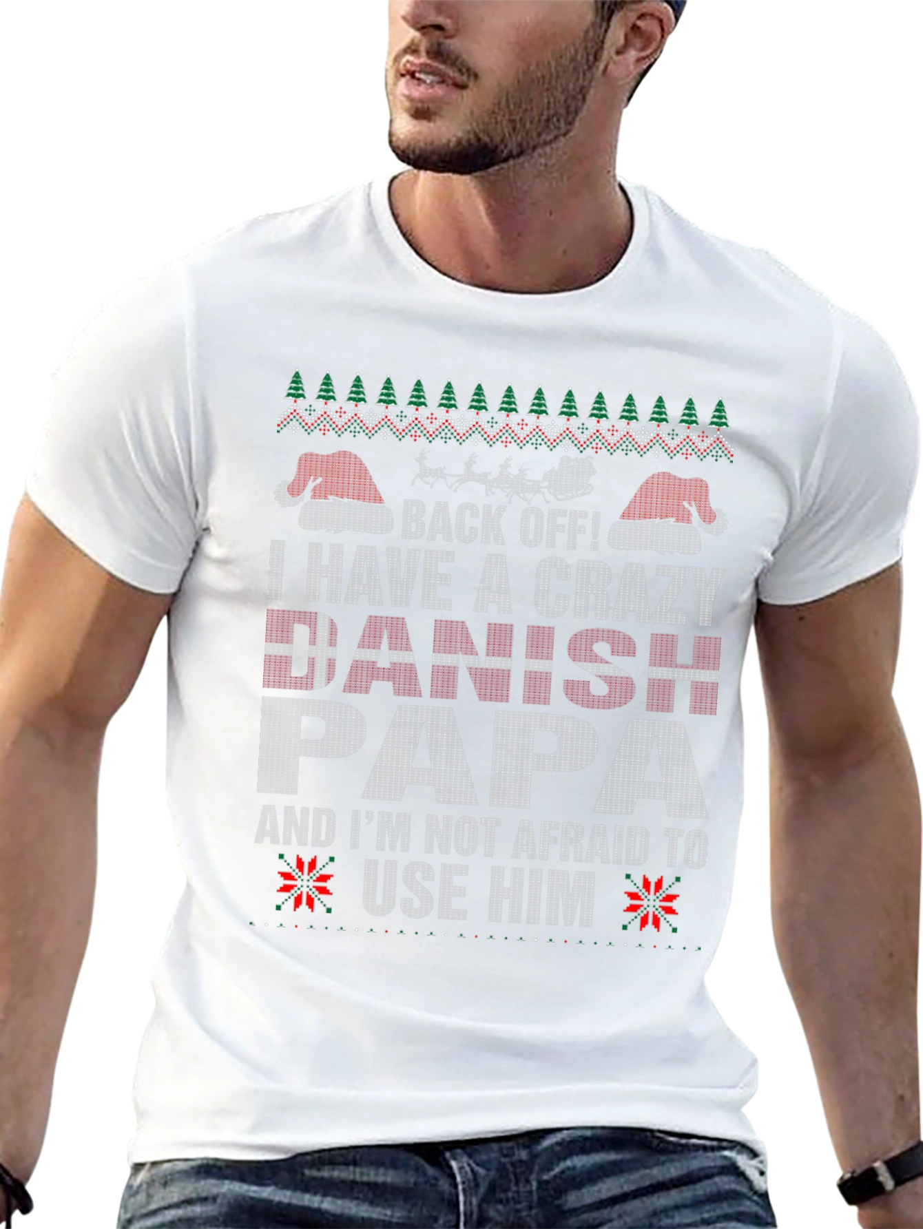 Crazy Danish Papa Ugly Christmas Sweater T-Shirt