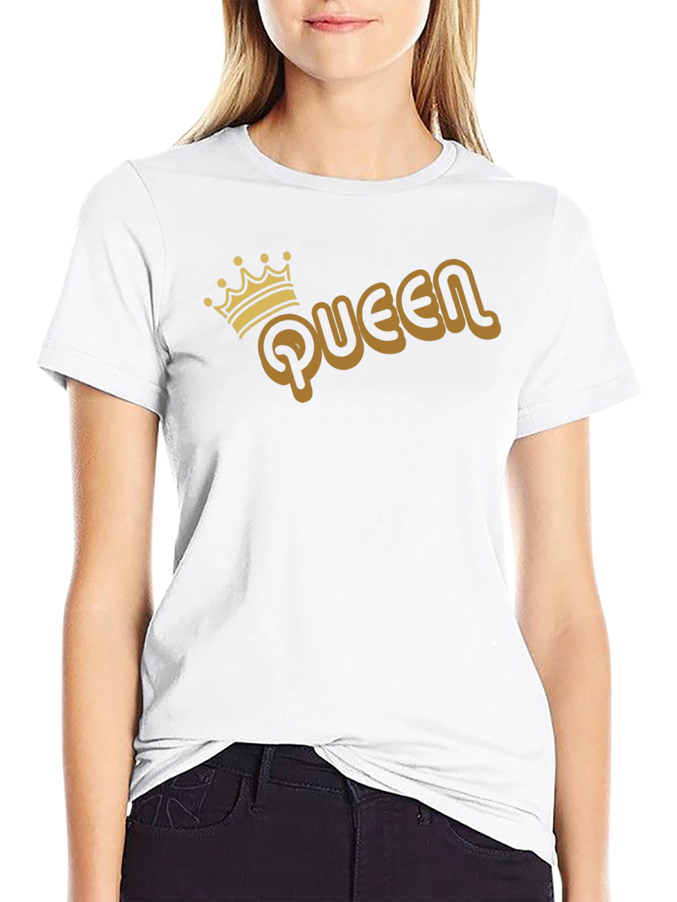 Queen Graphic Tee - Gold Print on Black