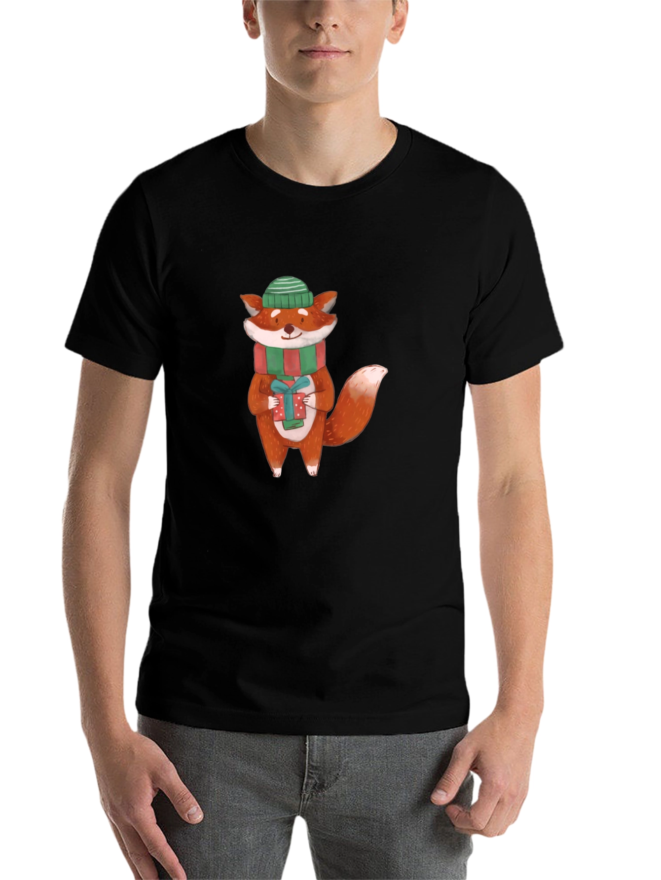 Festive Fox Graphic Tee - Holiday Cheer