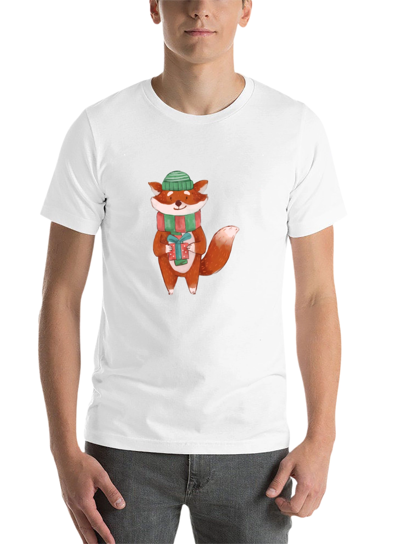 Festive Fox Graphic Tee - Holiday Cheer