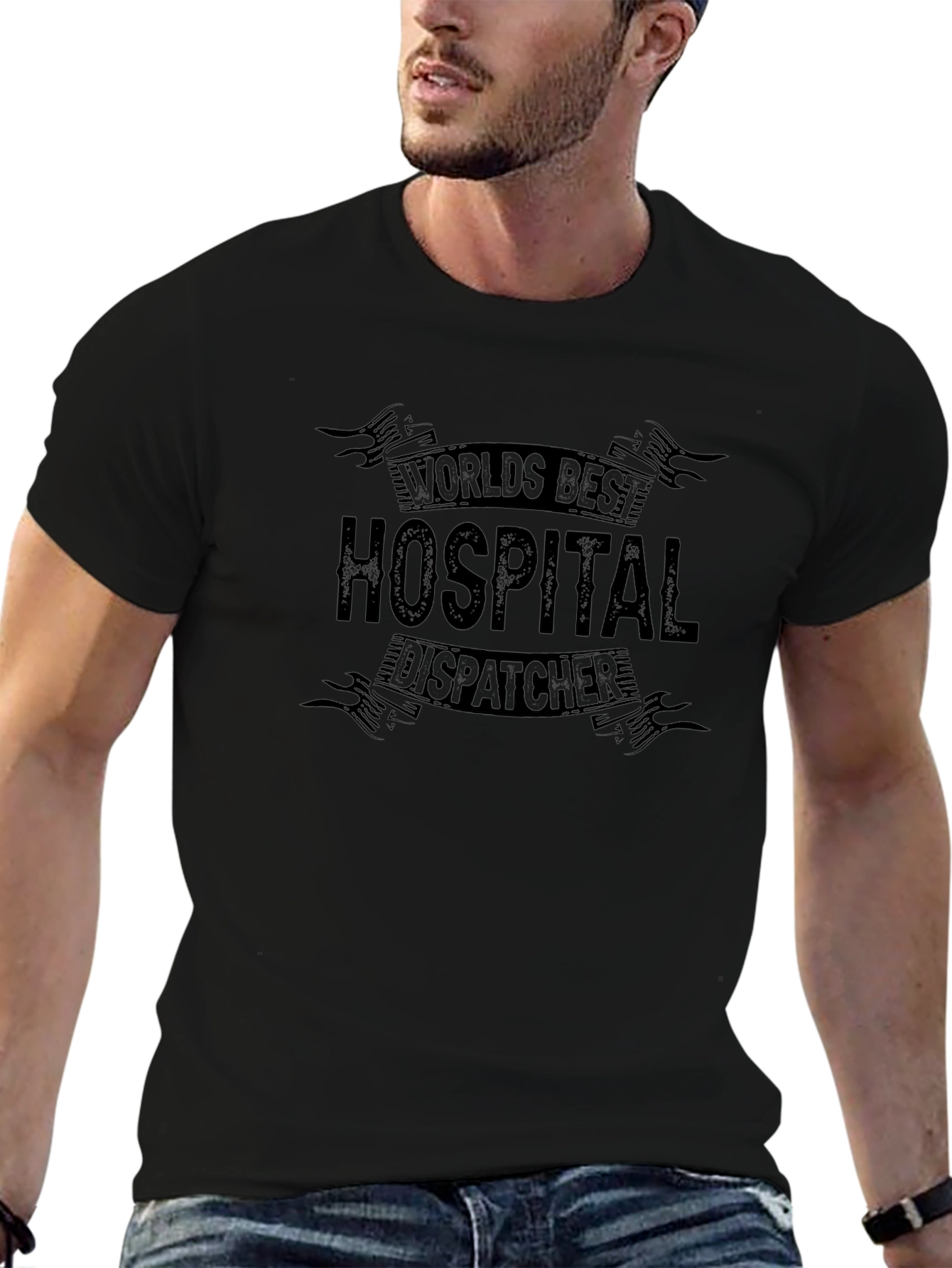 Worlds Best Hospital Dispatcher Black T-Shirt