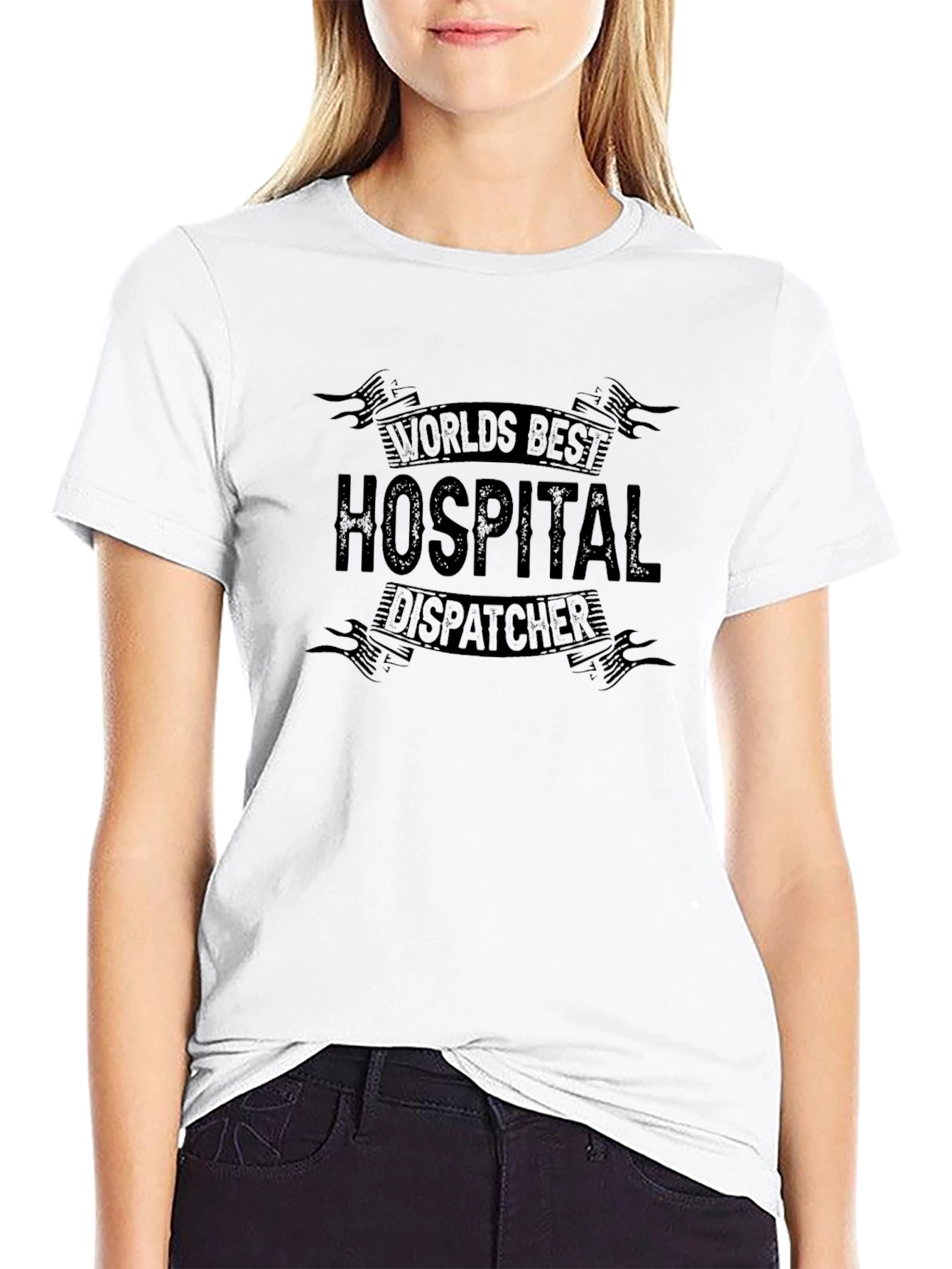 Worlds Best Hospital Dispatcher Black T-Shirt