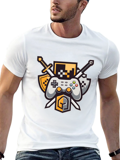 Gamers Crest Black T-Shirt - Sword & Controller