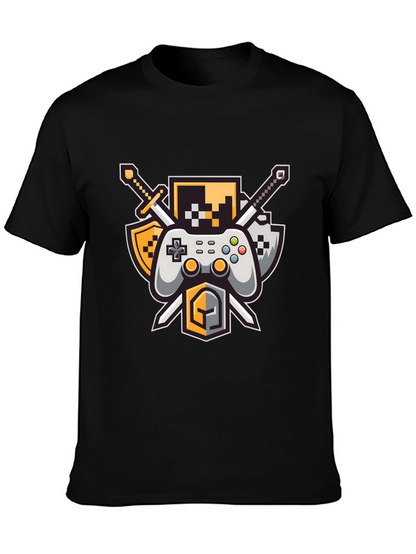 Gamers Crest Black T-Shirt - Sword & Controller