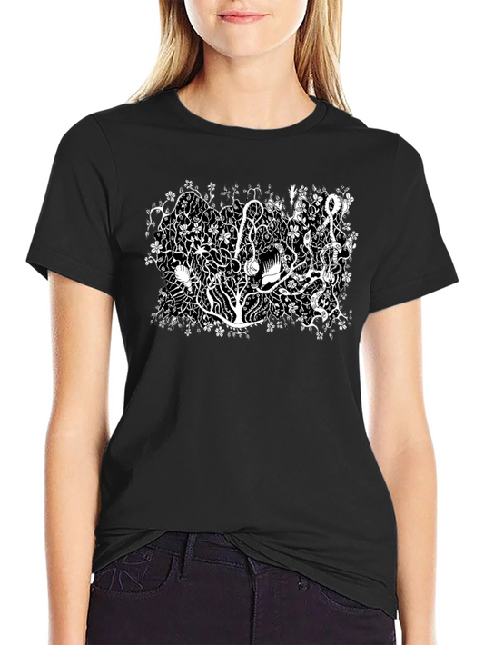 Botanical Black Tee - Unique Plant Life Design