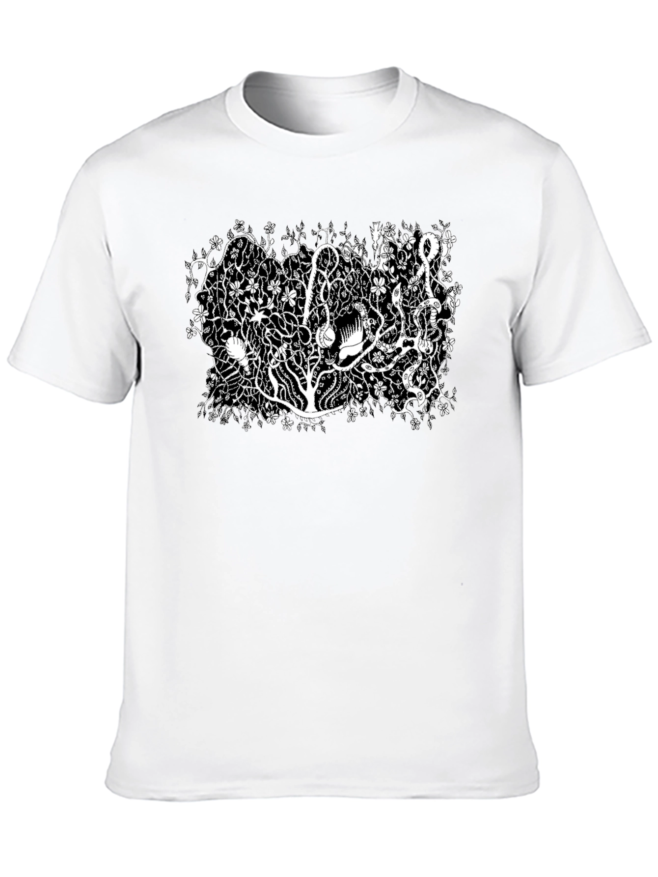 Botanical Black Tee - Unique Plant Life Design