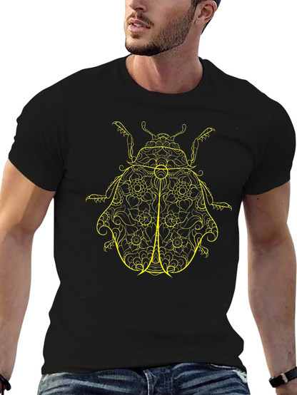 Black T-Shirt with Yellow Beetle Design