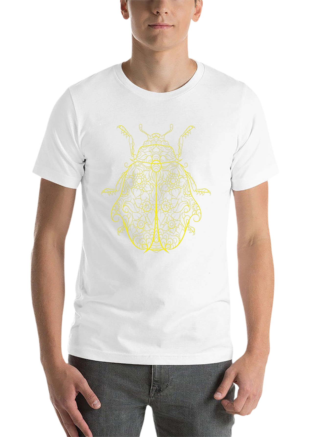 Black T-Shirt with Yellow Beetle Design