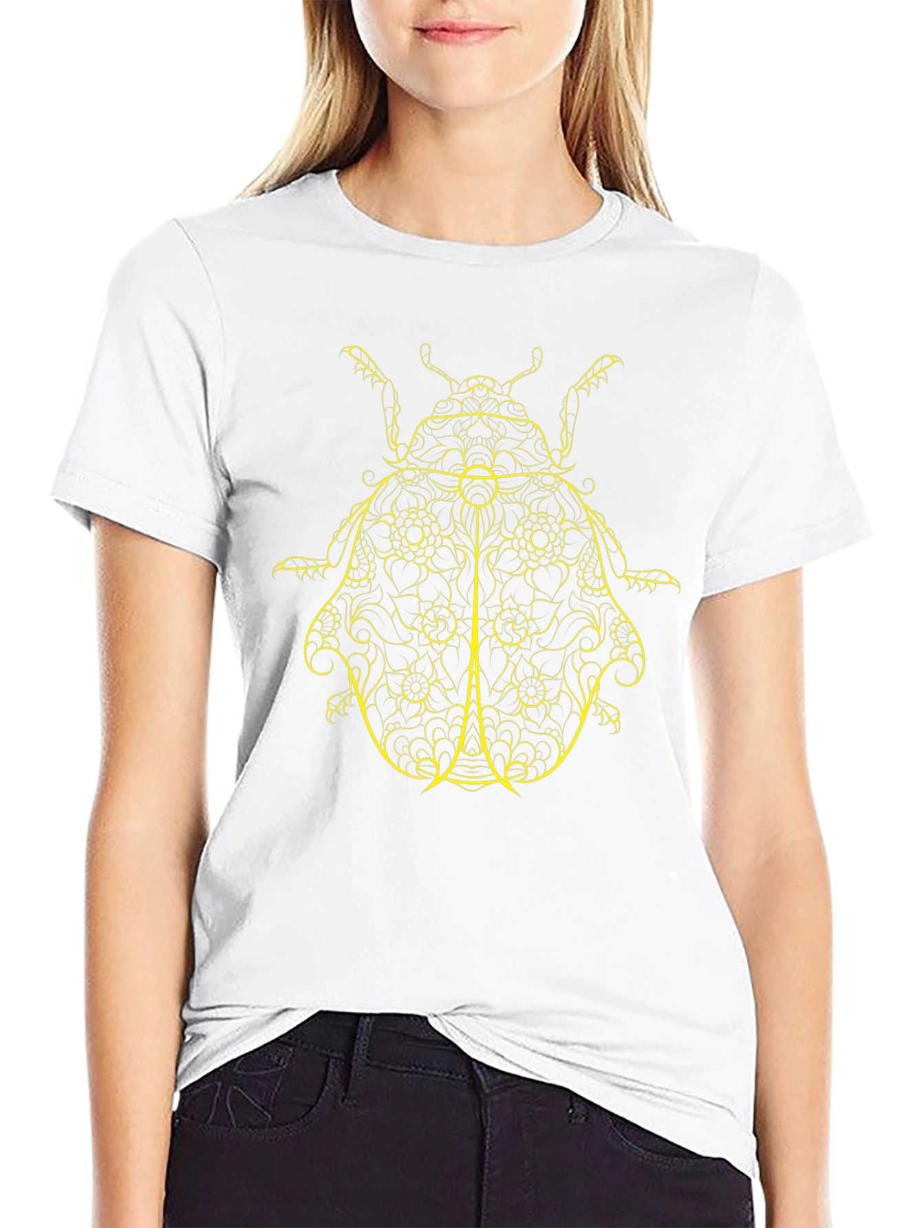 Black T-Shirt with Yellow Beetle Design