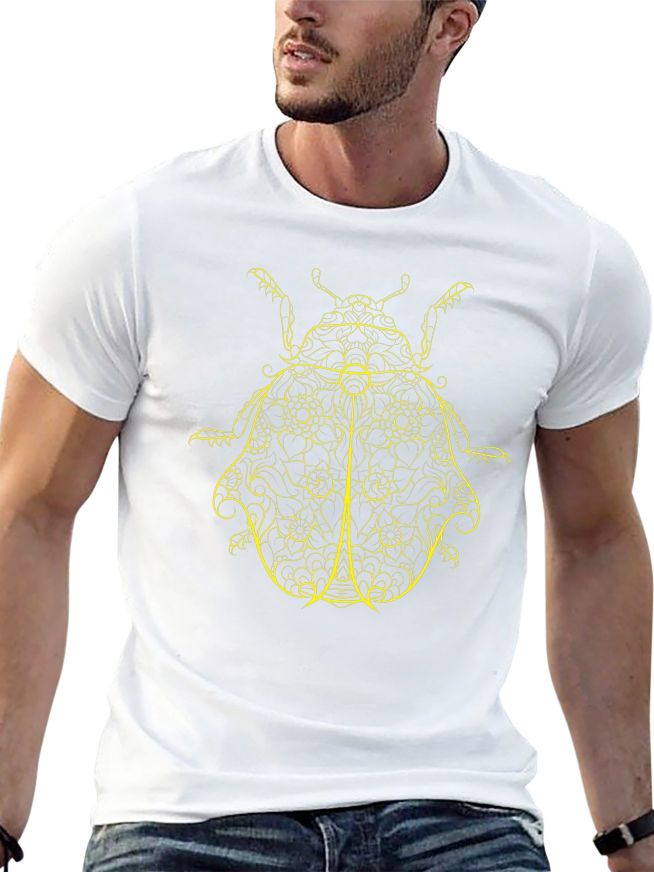 Black T-Shirt with Yellow Beetle Design