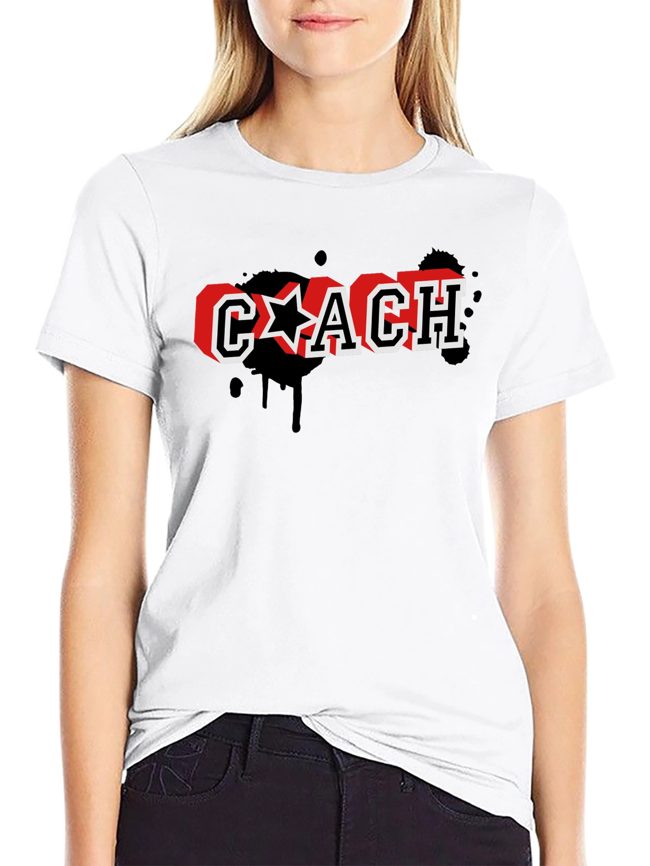 Stylish Coach Graphic Print Black T-Shirt