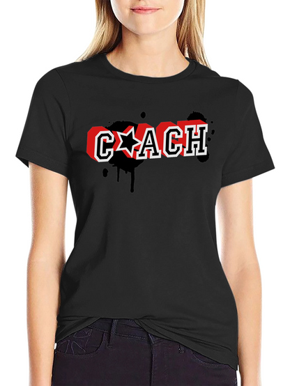 Stylish Coach Graphic Print Black T-Shirt