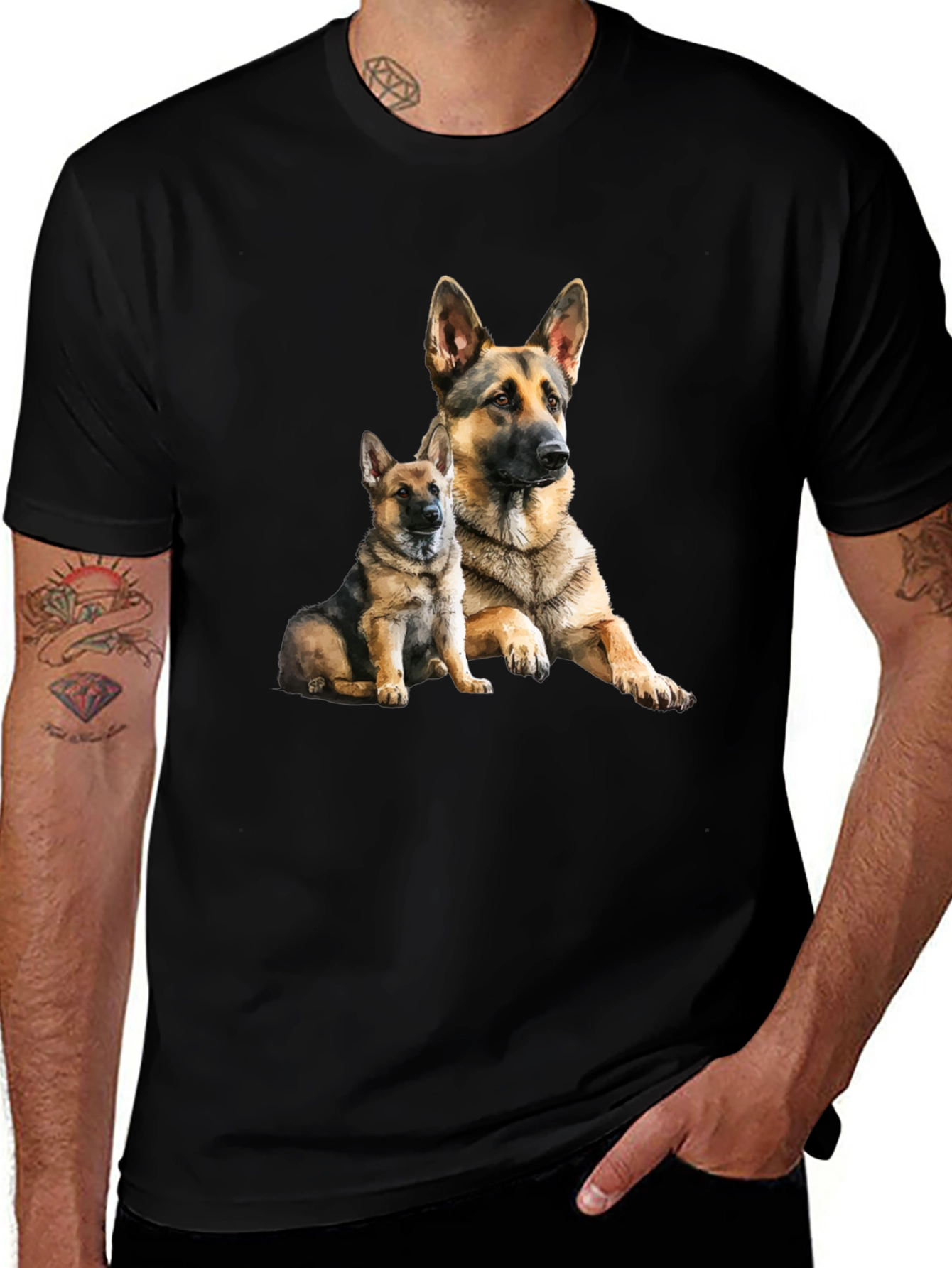 German Shepherd Dog Graphic Tee - Black