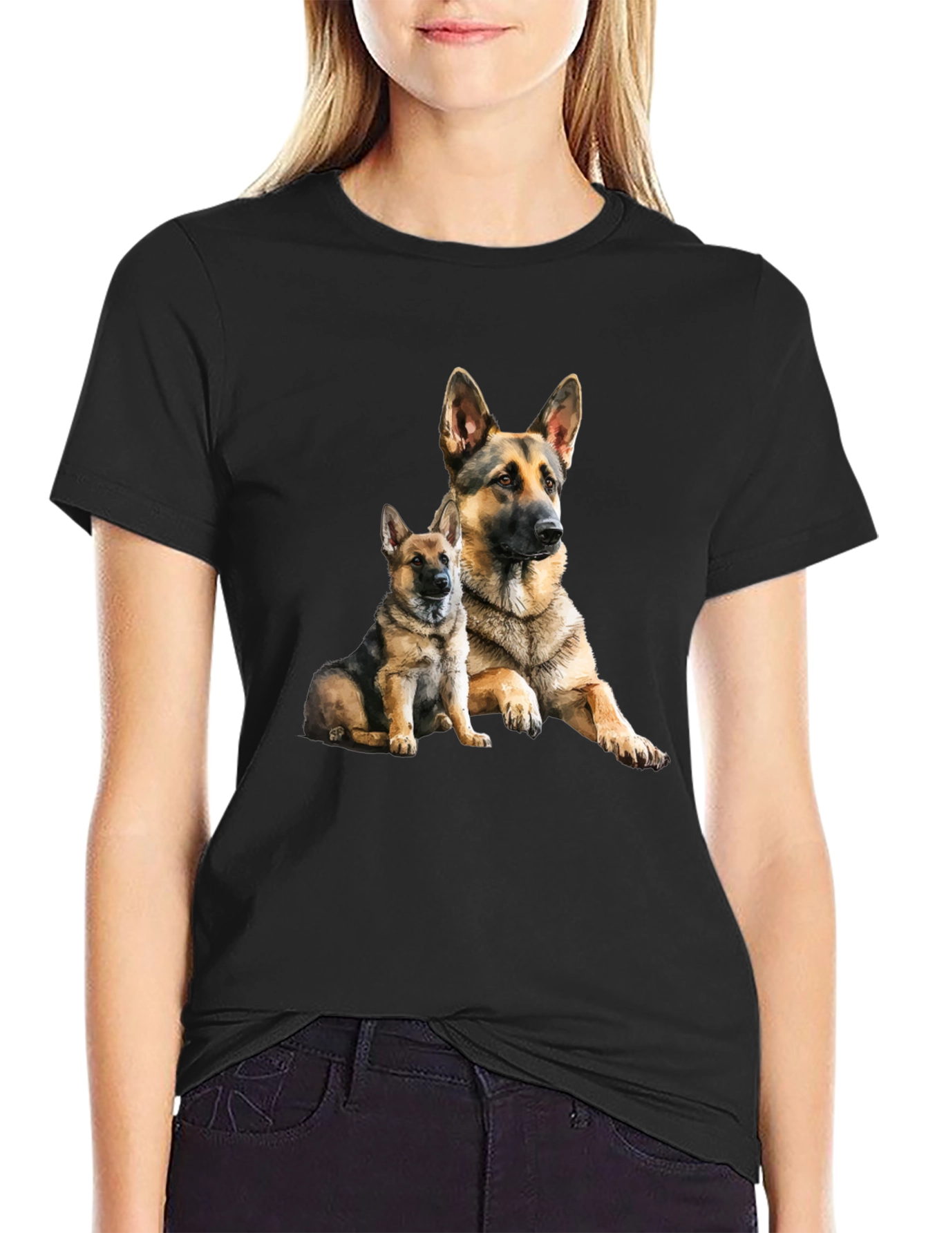 German Shepherd Dog Graphic Tee - Black
