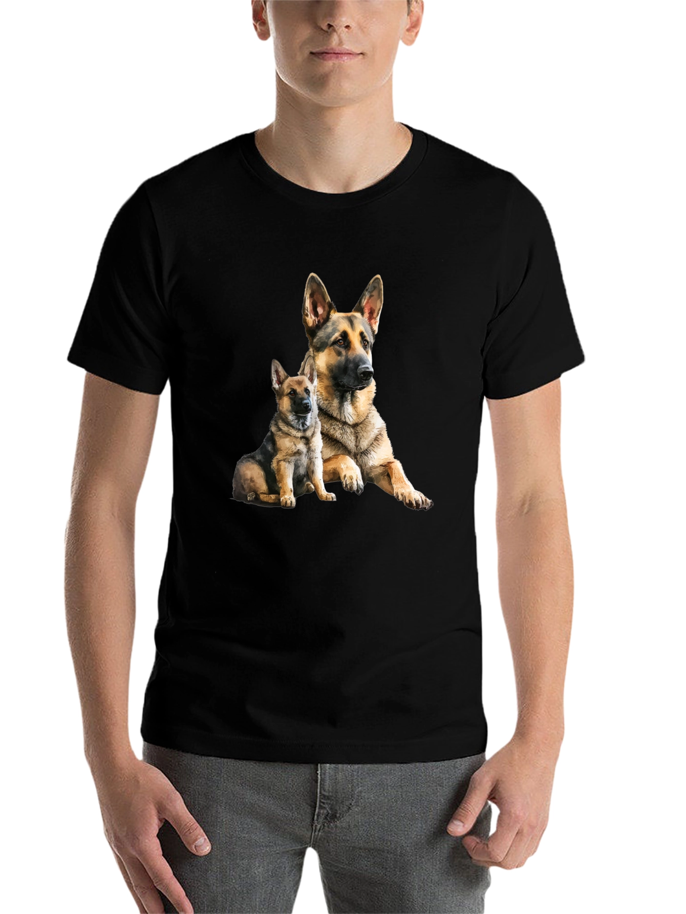 German Shepherd Dog Graphic Tee - Black