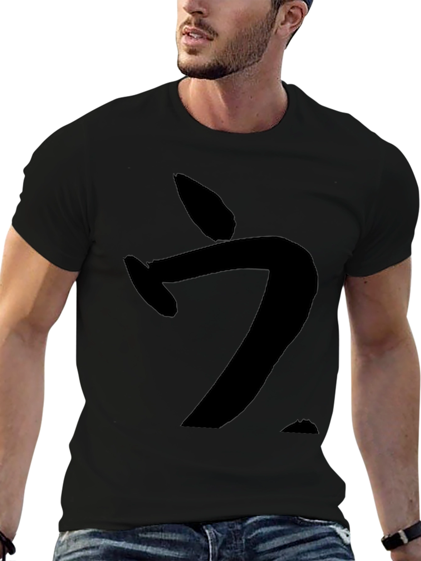 Black Graphic Tee: Abstract Brushstroke Design