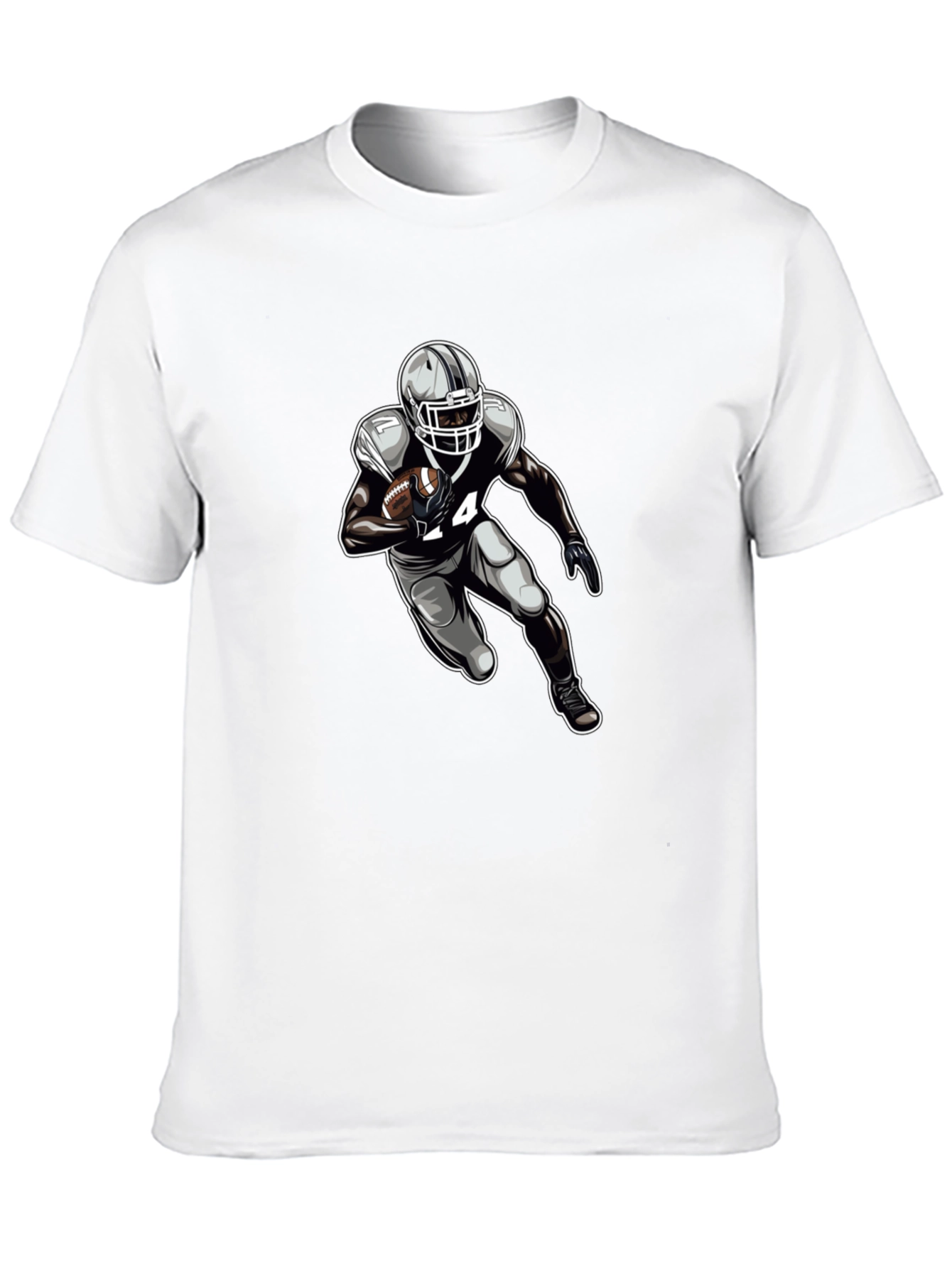 Football Player Graphic Tee - Black Cotton T-Shirt