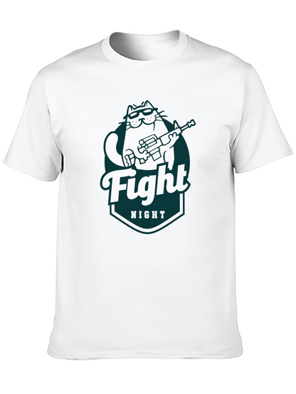 Fight Night Cat T-Shirt - Cool Graphic Tee