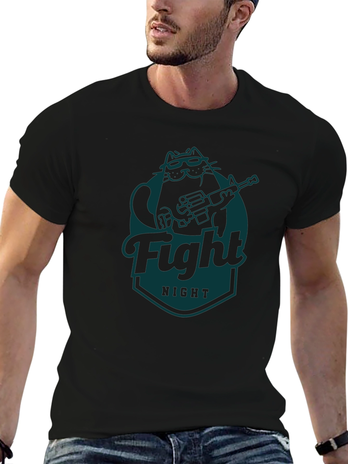 Fight Night Cat T-Shirt - Cool Graphic Tee
