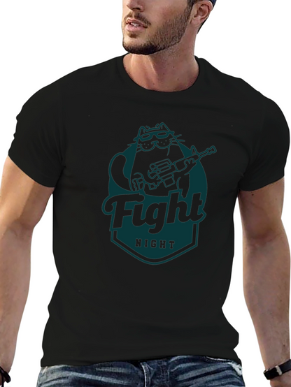 Fight Night Cat T-Shirt - Cool Graphic Tee