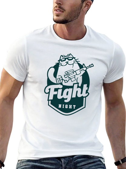 Fight Night Cat T-Shirt - Cool Graphic Tee