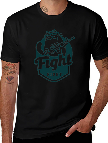 Fight Night Cat T-Shirt - Cool Graphic Tee