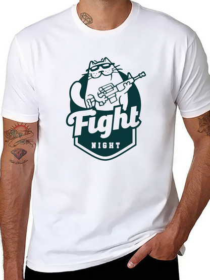 Fight Night Cat T-Shirt - Cool Graphic Tee
