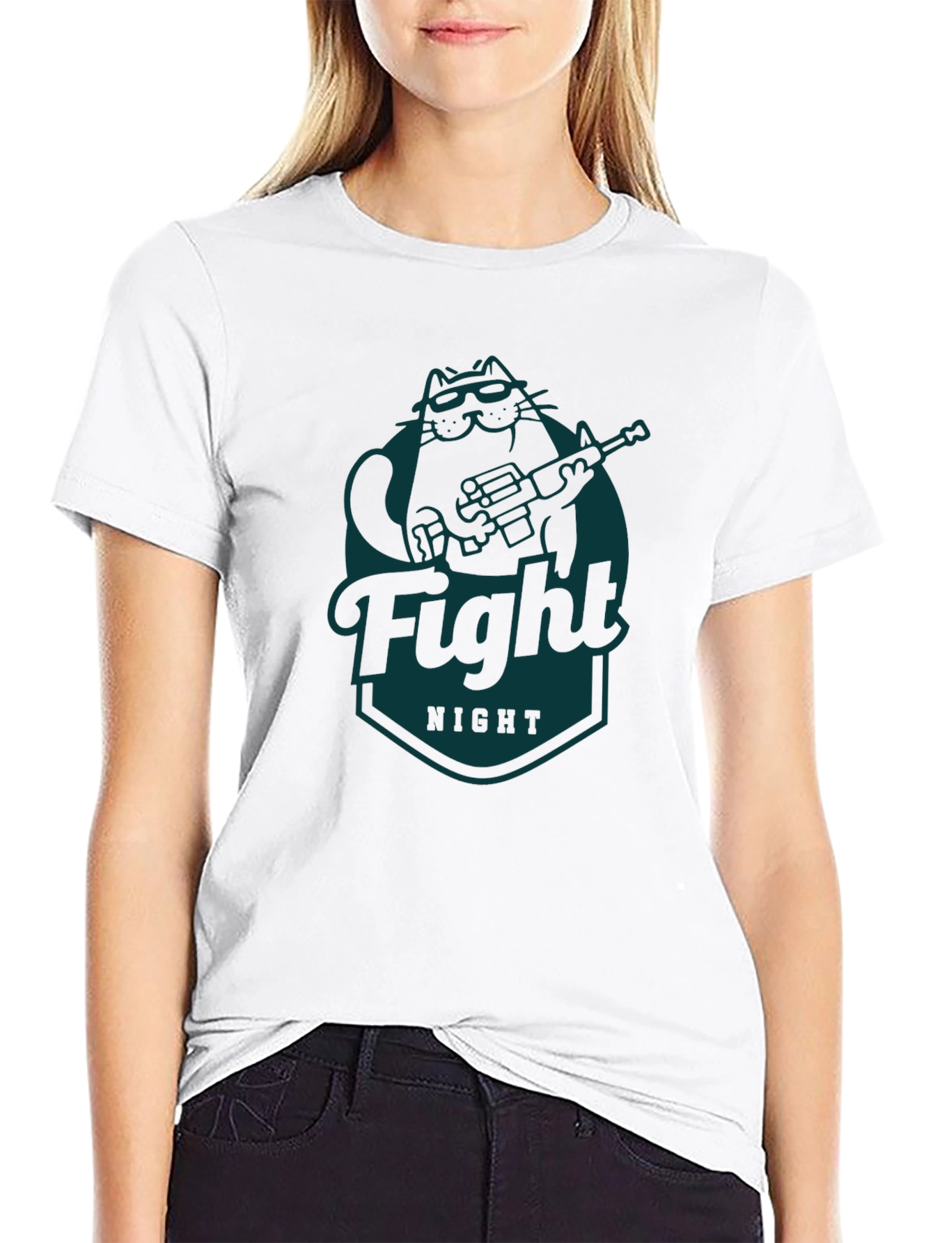 Fight Night Cat T-Shirt - Cool Graphic Tee