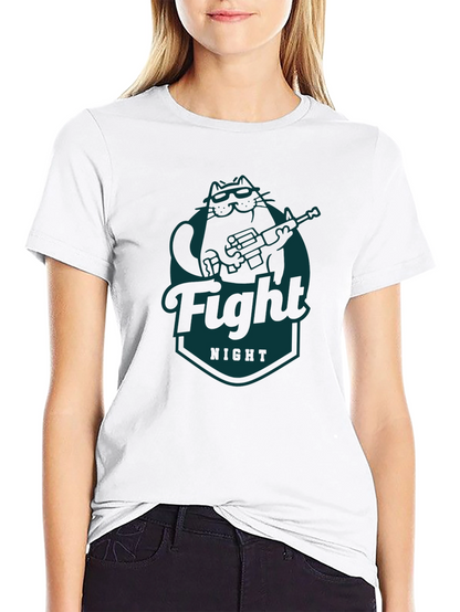 Fight Night Cat T-Shirt - Cool Graphic Tee