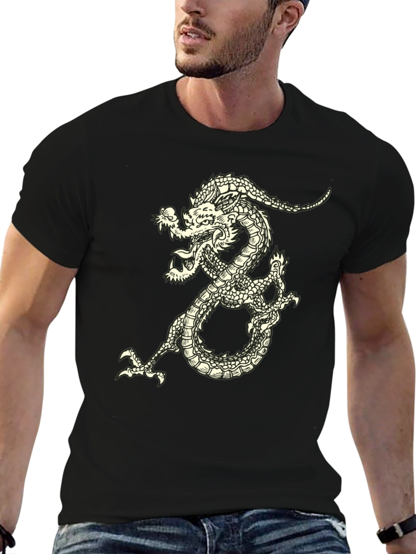 Dragon Graphic Tee - Black Short Sleeve