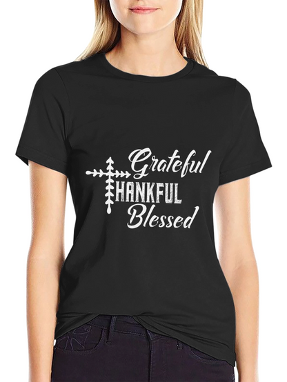 Grateful Thankful Blessed Black Graphic Tee