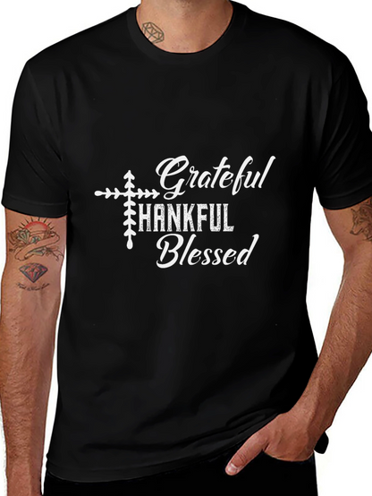 Grateful Thankful Blessed Black Graphic Tee