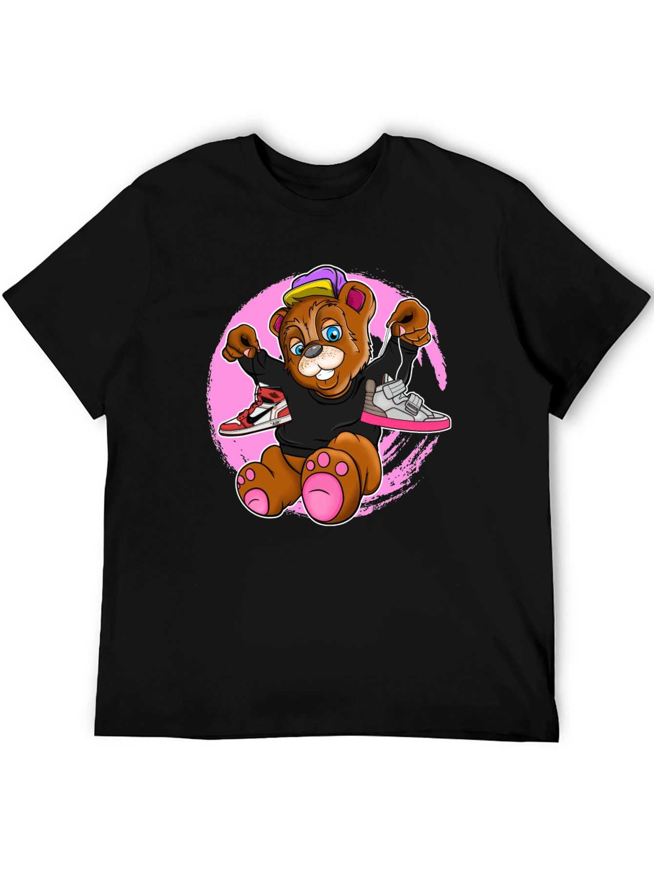 Cartoon Bear with Sneakers Graphic T-Shirt