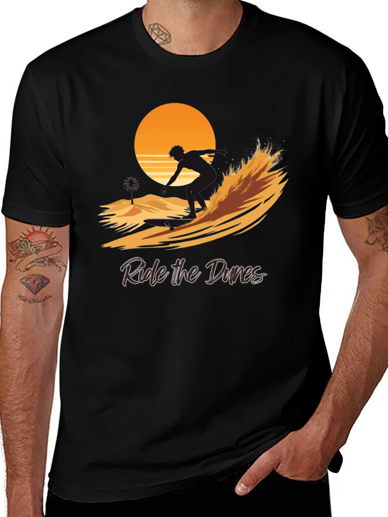 Ride the Dunes Graphic Tee - Black Cotton Shirt