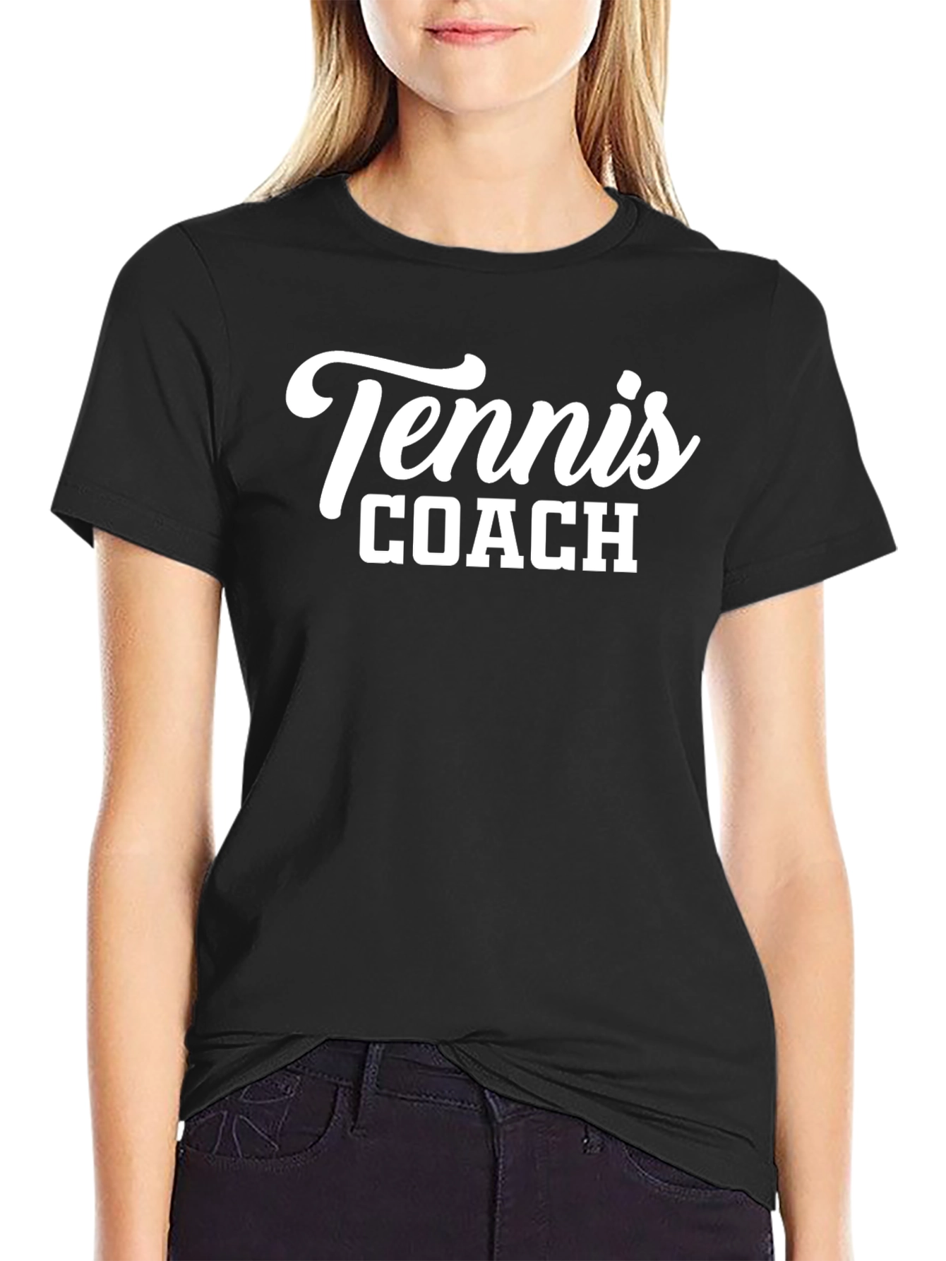 Tennis Coach Graphic Tee - Black Cotton T-Shirt