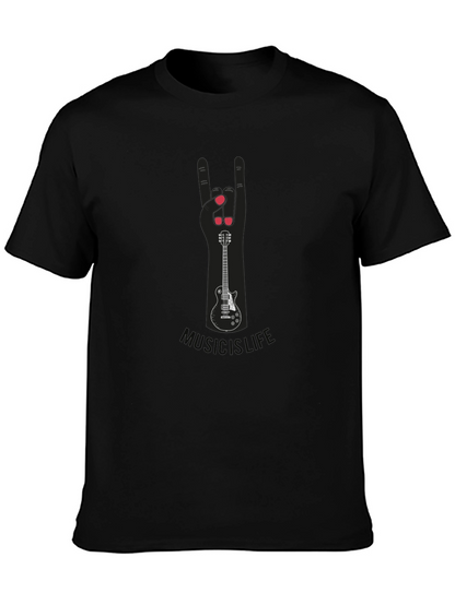 Music is Life Guitar Hand Sign Tee