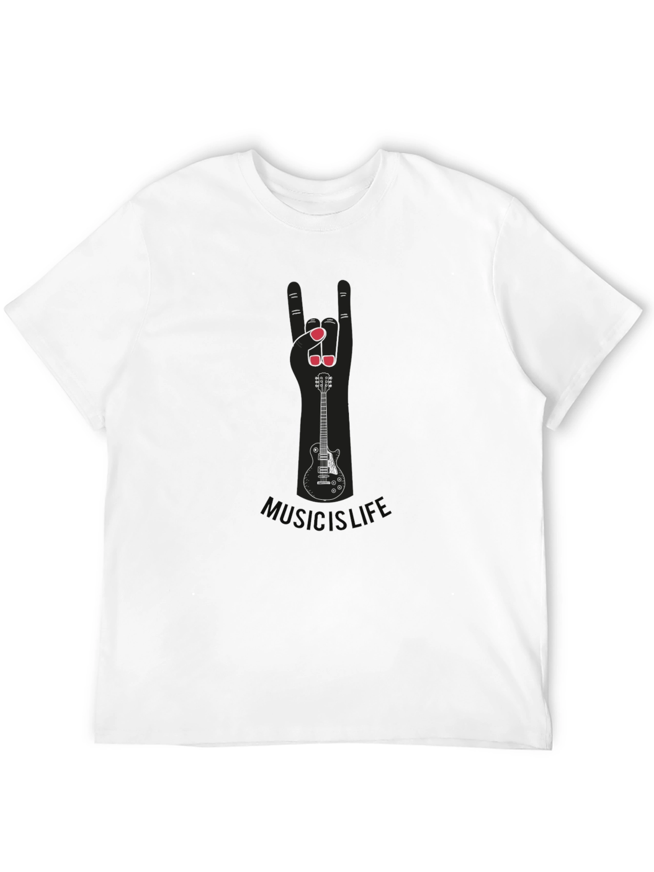 Music is Life Guitar Hand Sign Tee