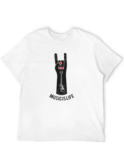 Music is Life Guitar Hand Sign Tee