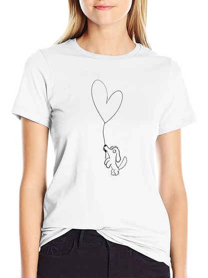 Dog with Heart Balloon Black T-Shirt