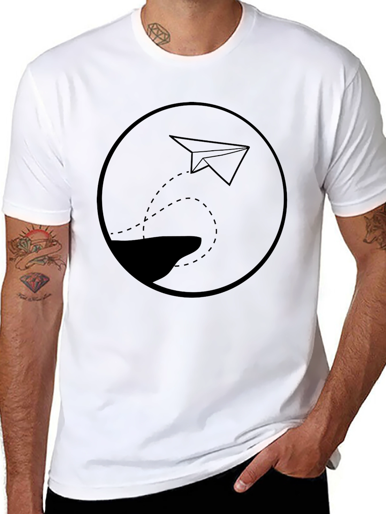 Paper Plane Graphic Tee - Mens Black T-Shirt
