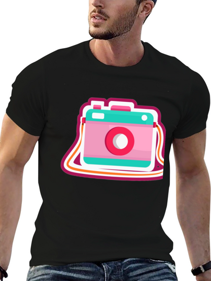 Retro Camera Graphic Tee - Trendy Casual Style