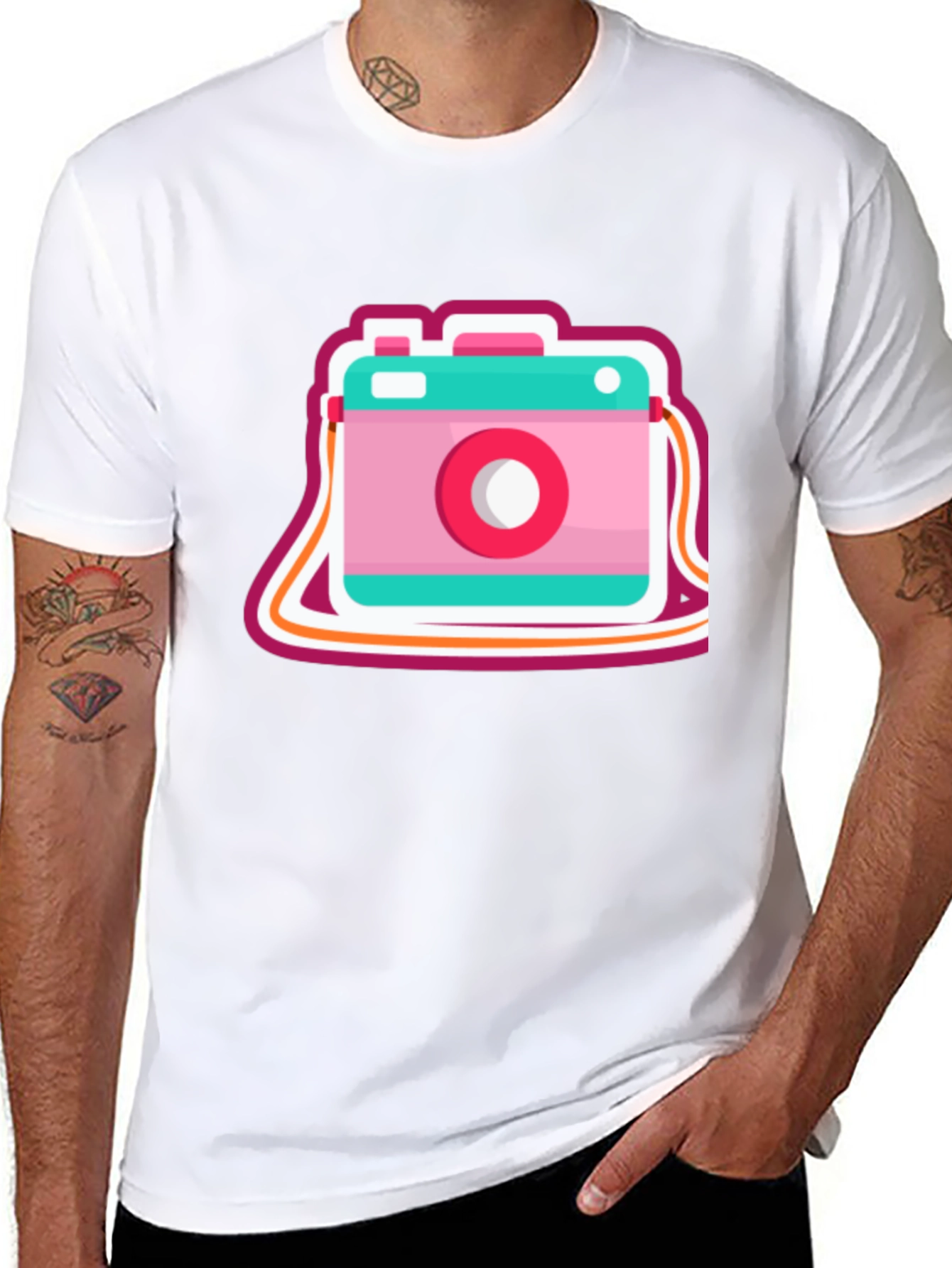 Retro Camera Graphic Tee - Trendy Casual Style
