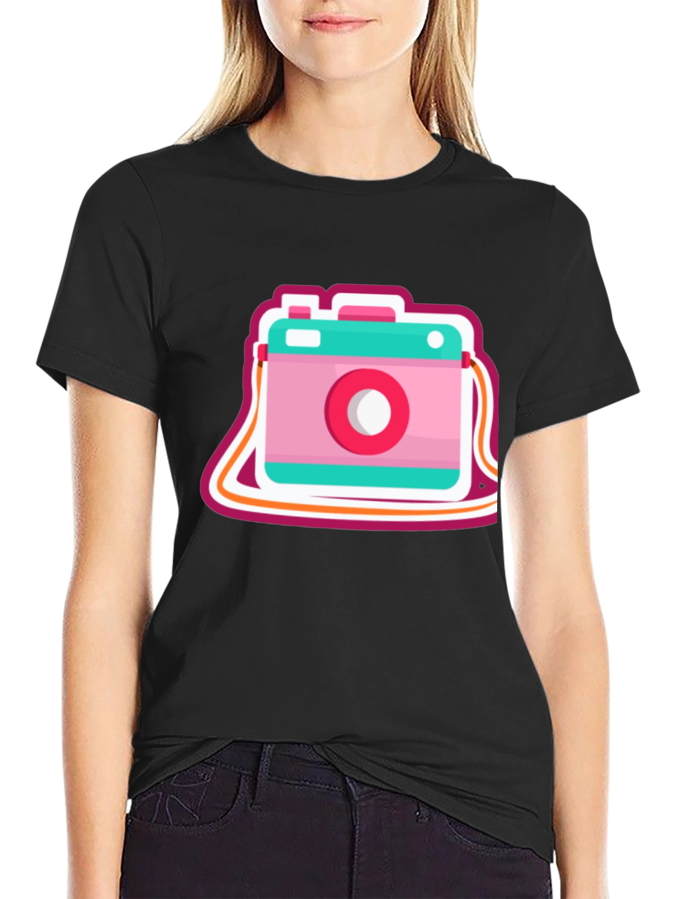 Retro Camera Graphic Tee - Trendy Casual Style