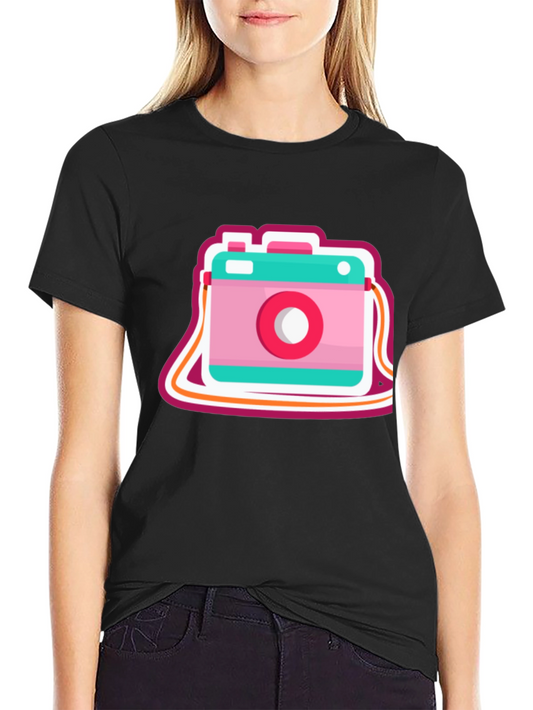 Retro Camera Graphic Tee - Trendy Casual Style