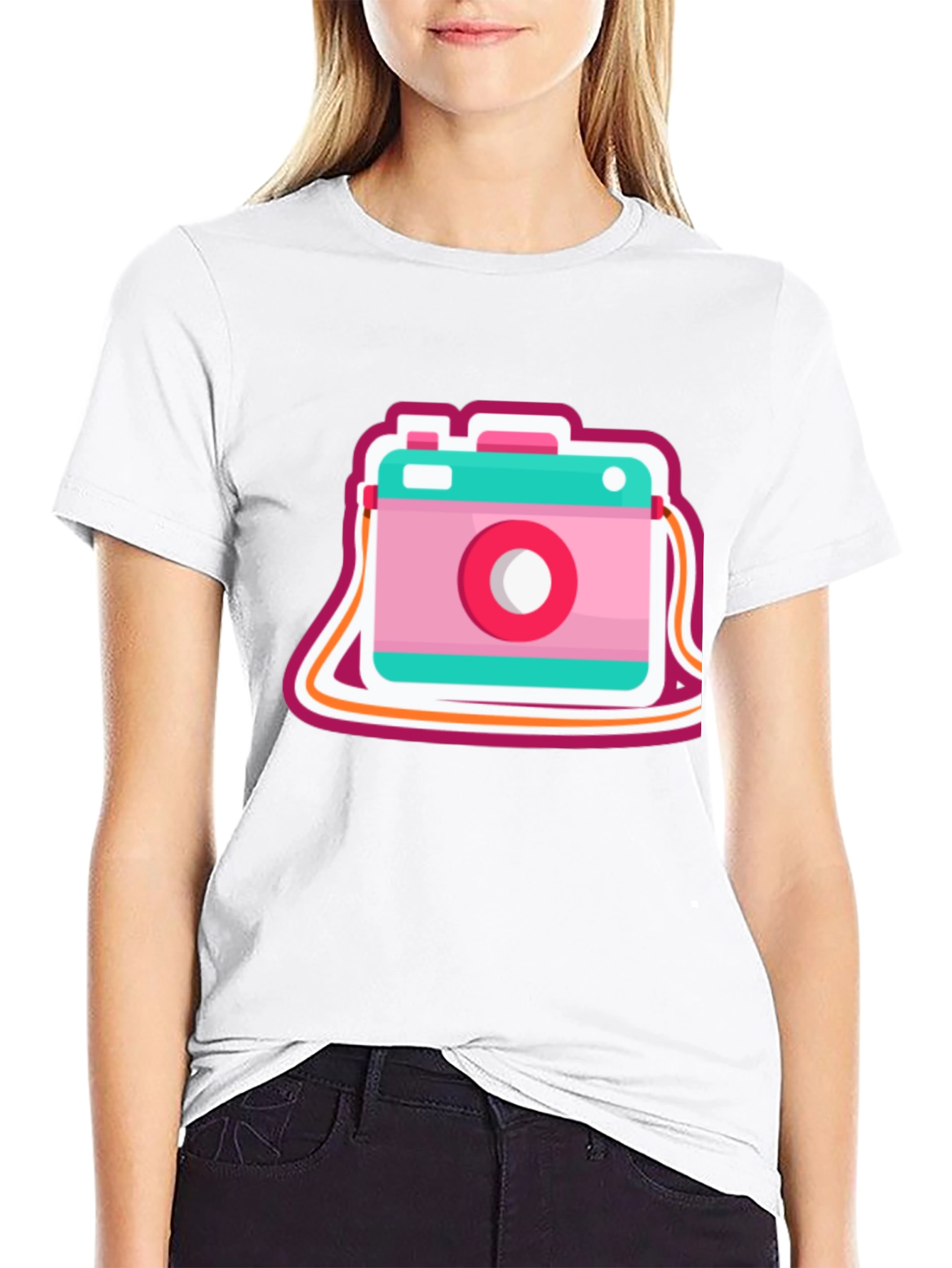 Retro Camera Graphic Tee - Trendy Casual Style