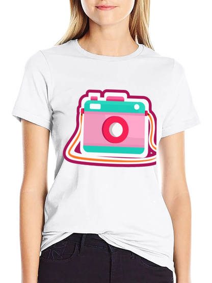 Retro Camera Graphic Tee - Trendy Casual Style