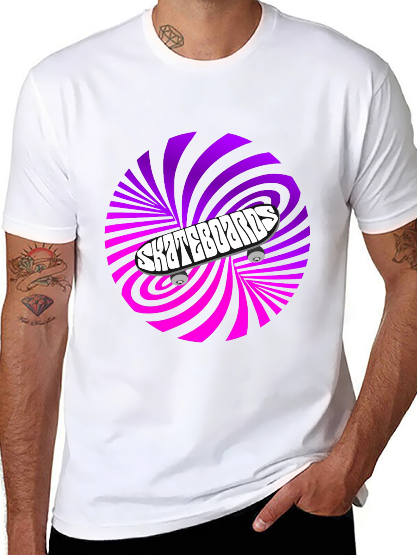 Skateboards Graphic T-Shirt - Retro Swirl Design