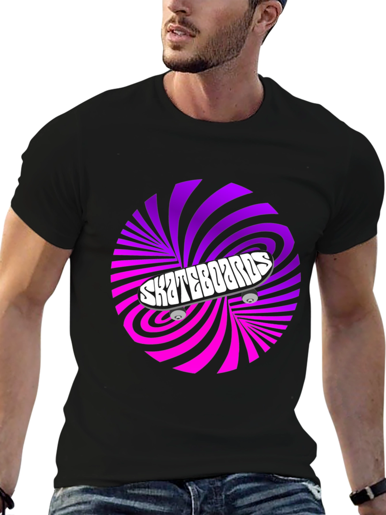 Skateboards Graphic T-Shirt - Retro Swirl Design